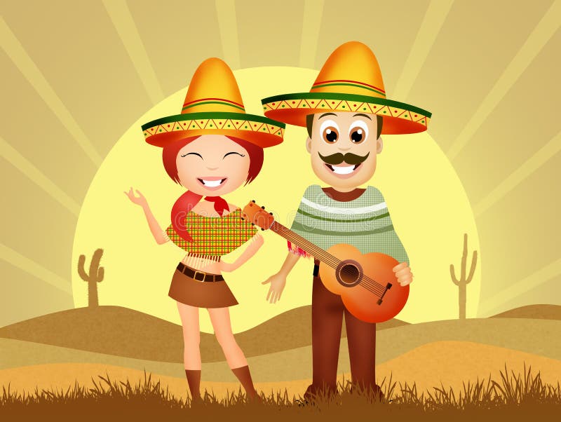Mexican couple vector illustration.