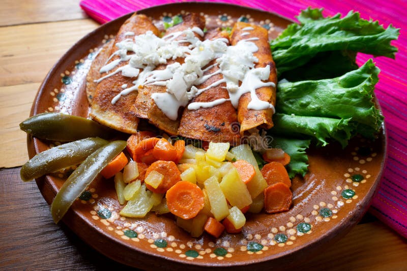 Mexican Enchiladas Style `Queretanas` Stock Photo Image of guajillo