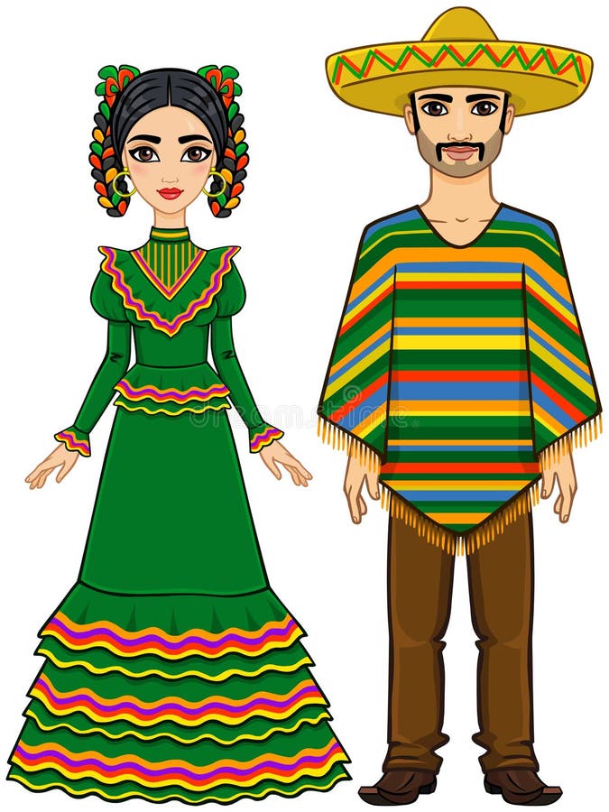 Mexican Family in Traditional Festive Clothes. Stock Vector ...