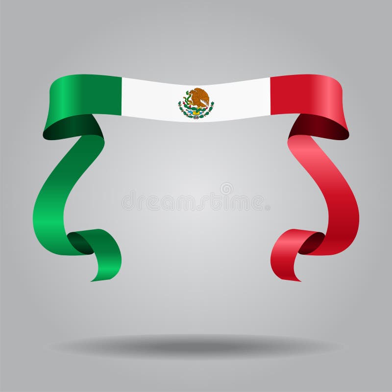 Mexican flag wavy ribbon background. Vector illustration.