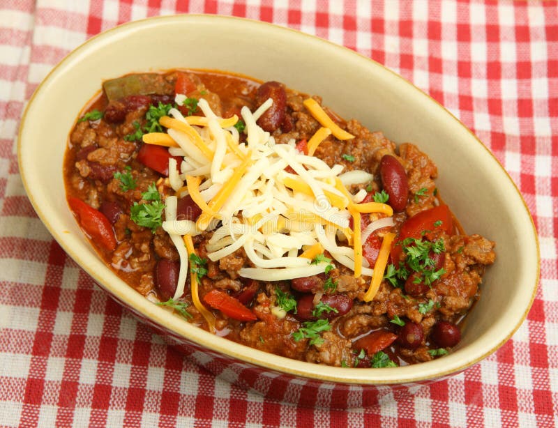 Mexican Food, Bowl of Beef Chili Stock Image - Image of rustic, dinner ...