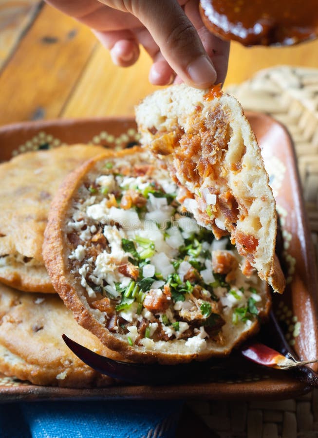 Mexican Food. Corn `gorditas` Stock Photo Image of chicharron