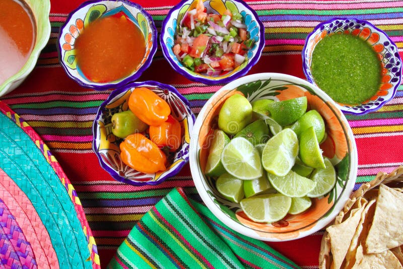 Mexicano comida vistoso salsas limón México gusto.