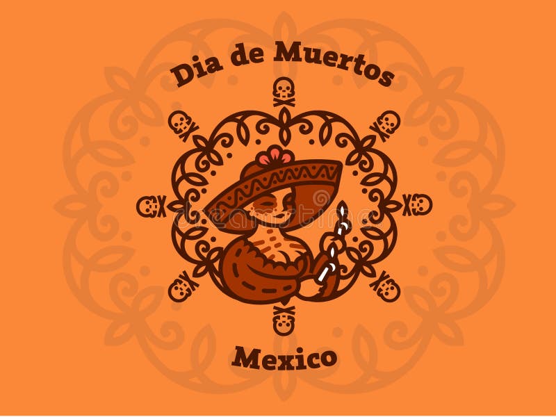 Mexican Girl in a sombrero holds candles. vector illustration Mexican Girl in a sombrero holds candles. vector illustration