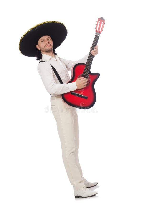 Mexican Guitar Player Isolated on White Stock Photo Image of isolated