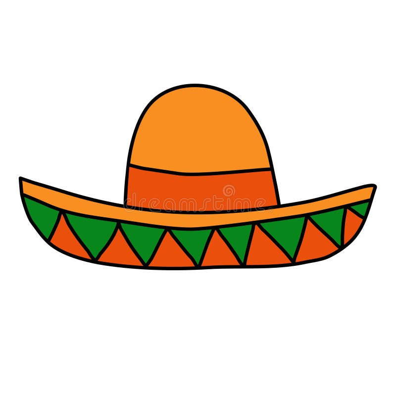 Mexican Hat Sombrero Doodle Style Vector Illustration Stock Vector