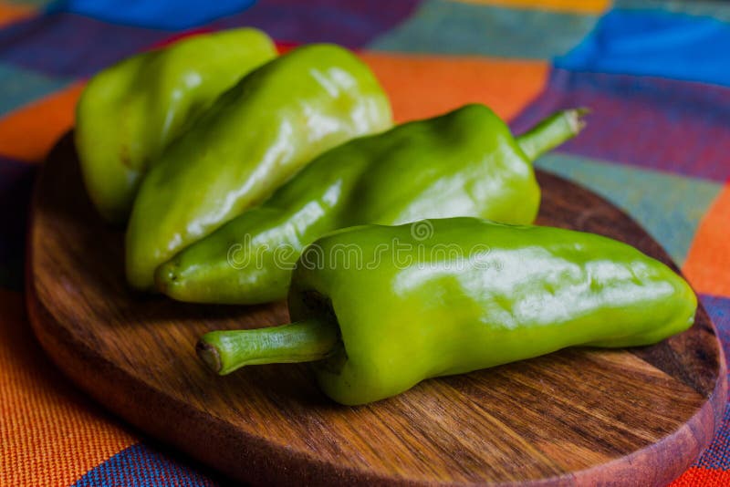 Mexican hot green chili peppers called Chile de Agua from Oaxaca Mexico