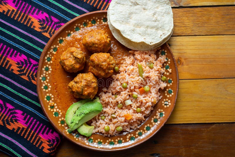 Mexican Meatballs with Red Rice Stock Image Image of authentic, dish