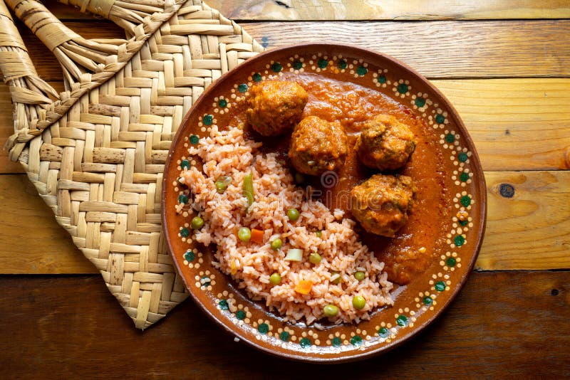 Mexican Meatballs with Red Rice Stock Photo Image of diet, meatball