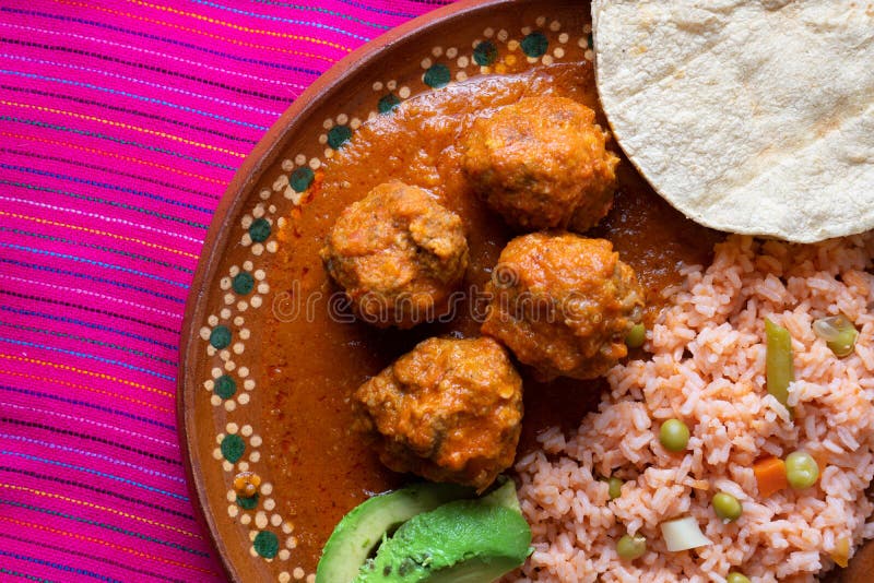 Mexican Meatballs with Red Rice Stock Image Image of cooked
