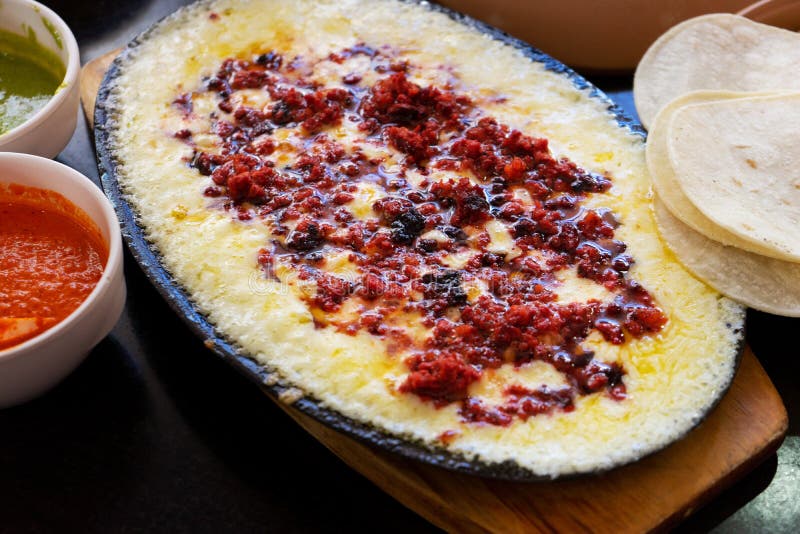 Mexican Melted Cheese with Chorizo Stock Image Image of corn, dinner