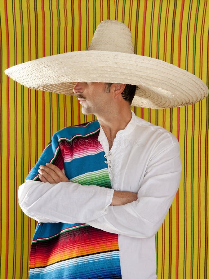 Mexican Mustache Man Sombrero Portrait Shirt Stock Photo - Image of ...