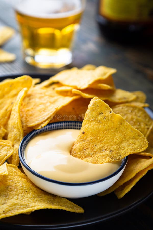 Mexican Nacho Chips with Cheese Sauce Stock Photo Image of authentic