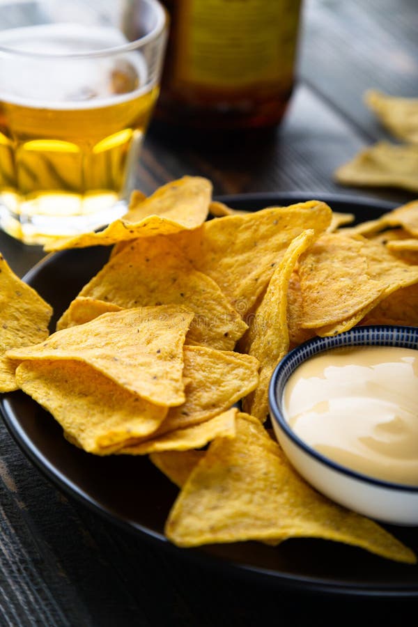Mexican Nacho Chips with Cheese Sauce Stock Image Image of chips