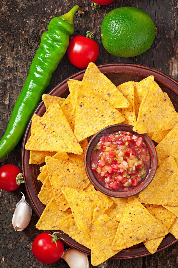 Mexican Nacho Chips And Salsa Dip Stock Photo Image of guacamole
