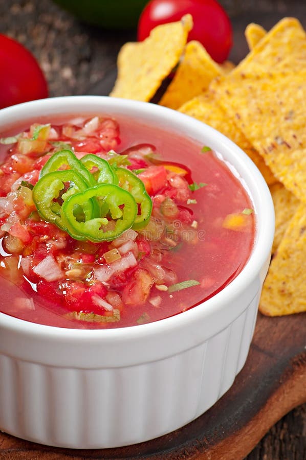 Mexican Nacho Chips And Salsa Dip Stock Image Image of lime, chili