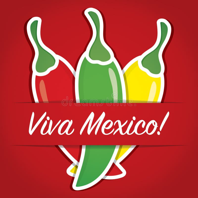 Mexican Chilli Pepper Paper Cut Out Card Stock Vector Illustration of invitation, greeting