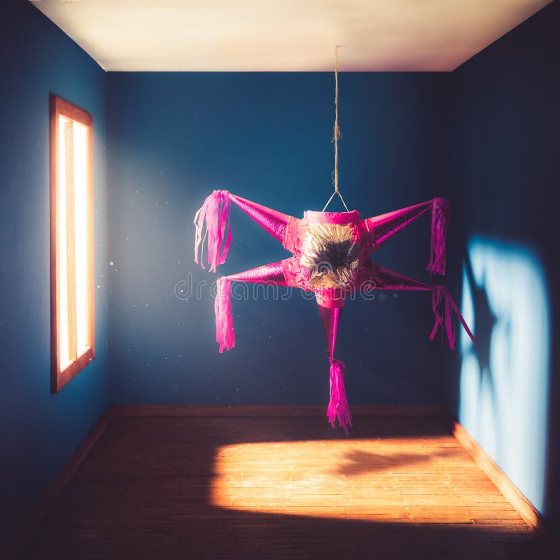 Mexican Pinata Hanging in a Room Stock Image - Image of paper