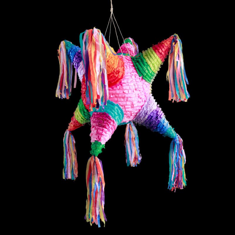 Colorful mexican pinata used in birthdays isolated on black. Colorful mexican pinata used in birthdays isolated on black