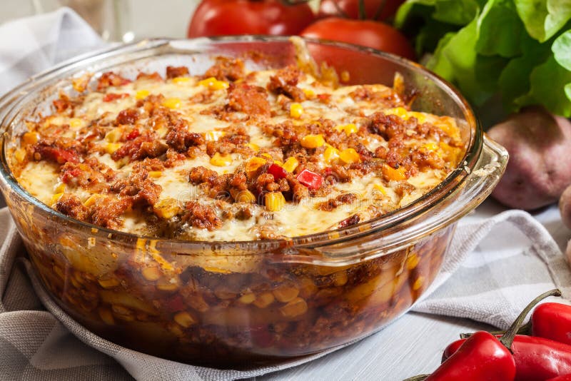 Mexican Potato Casserole with Minced Meat Stock Photo - Image of pork ...