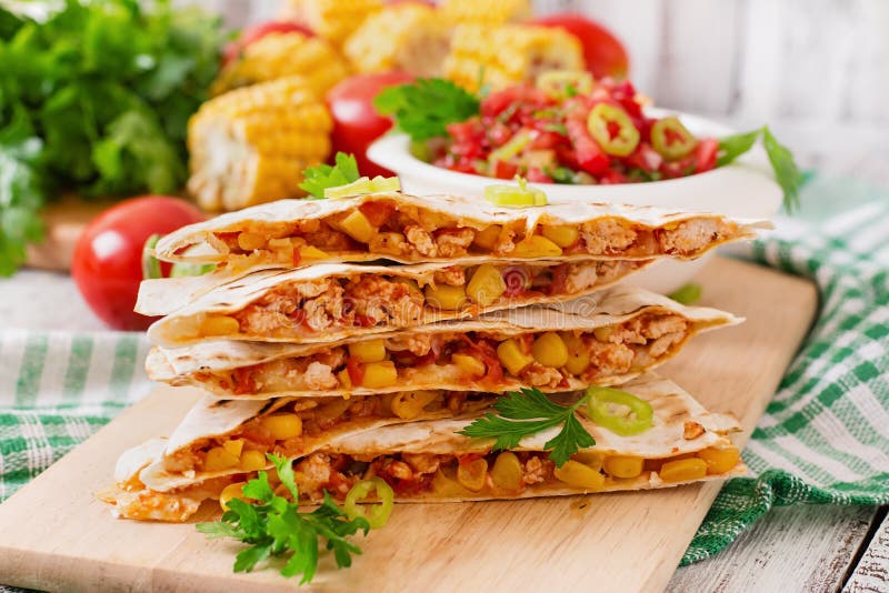 Mexican Quesadilla Wrap with Chicken Stock Image Image of lunch