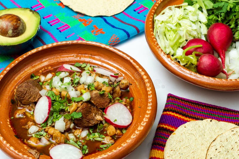 Mexican Red Pozole, Traditional Stew of the Aztecs Stock Image - Image ...