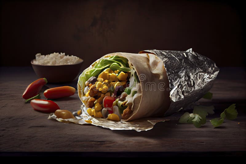 Mexican Rice and Chorizo Sausage Wrap Stock Illustration Illustration of burrito, fast 275413488