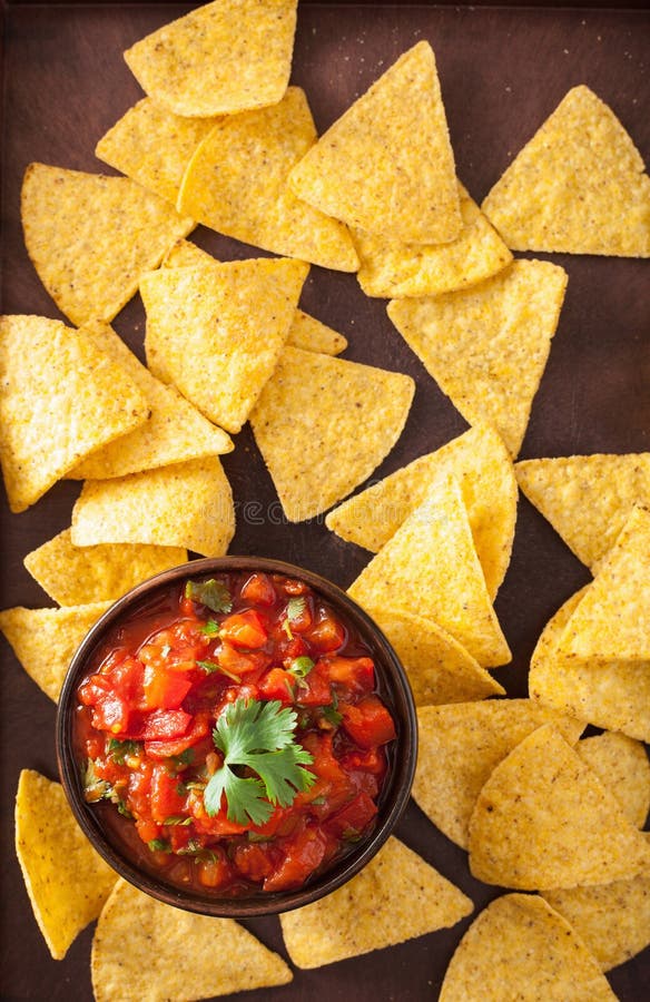 Mexican Salsa Dip and Nachos Tortilla Chips Stock Photo Image of rustic, mexican 107401114