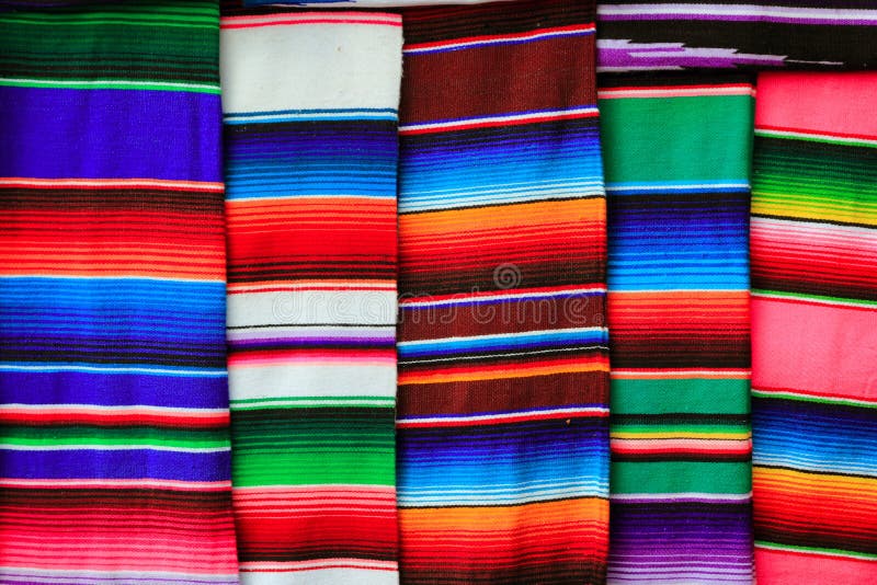 Mexican serape fabric colorful pattern texture stock photography