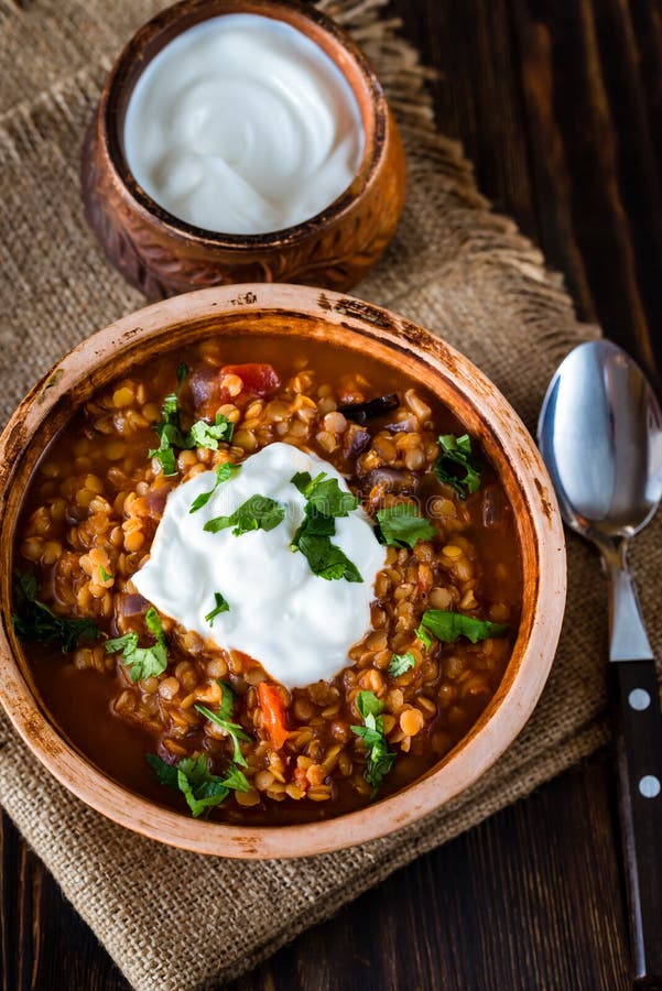 Mexican Spicy Red Lentil Stew Stock Photo Image of burlap, ingredient