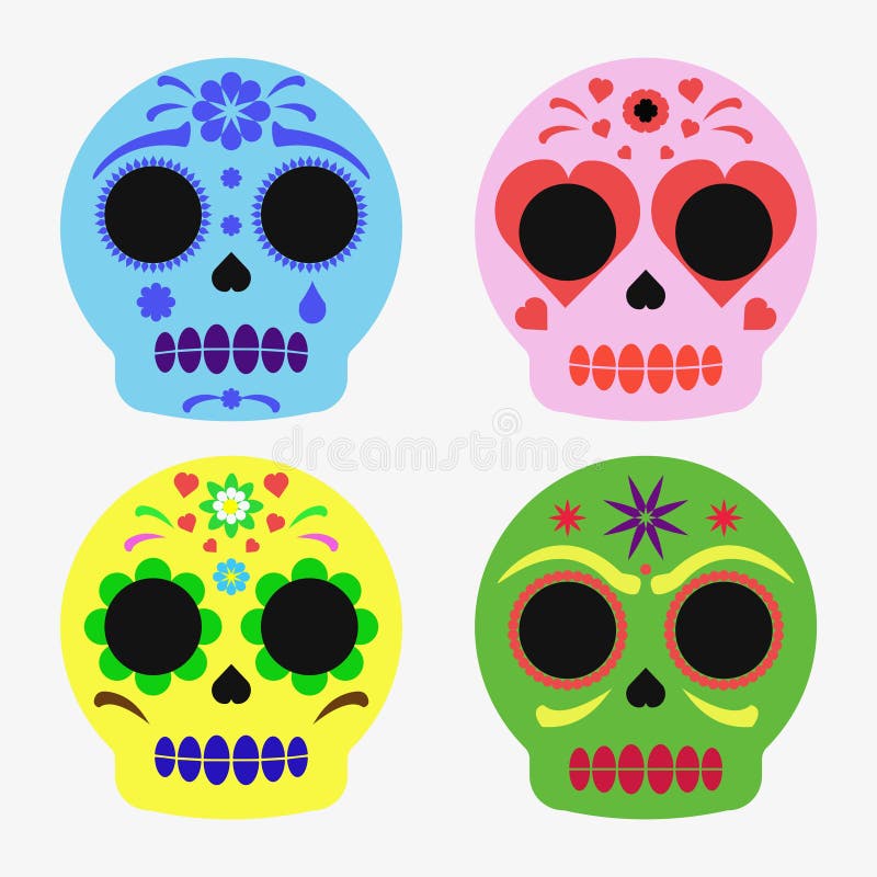 Mexican sugar skull set, day of the dead poster royalty free illustration Mexican sugar skull set, day of the dead poster royalty free illustration
