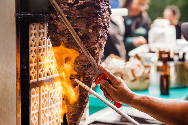 Mexican Tacos Al Pastor in Mexico City Street Food Stock Image - Image