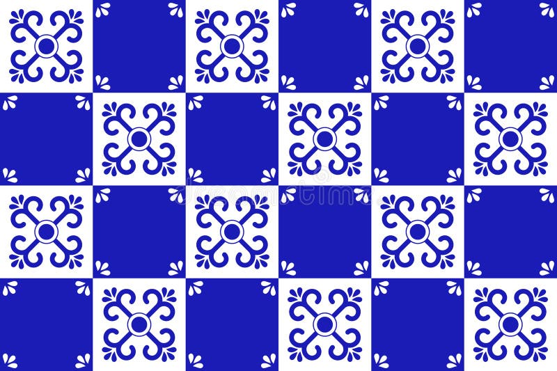 Mexican talavera ceramic tile with blue cross. royalty free illustration