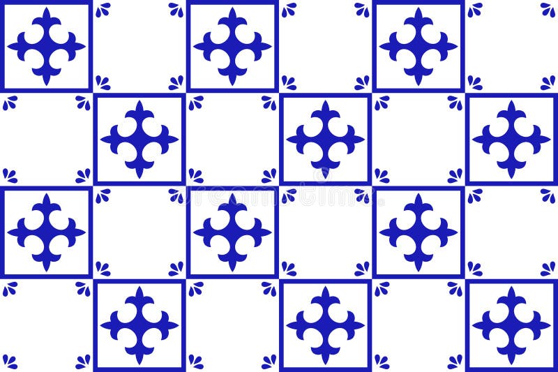 Mexican talavera ceramic tile with blue cross. vector illustration