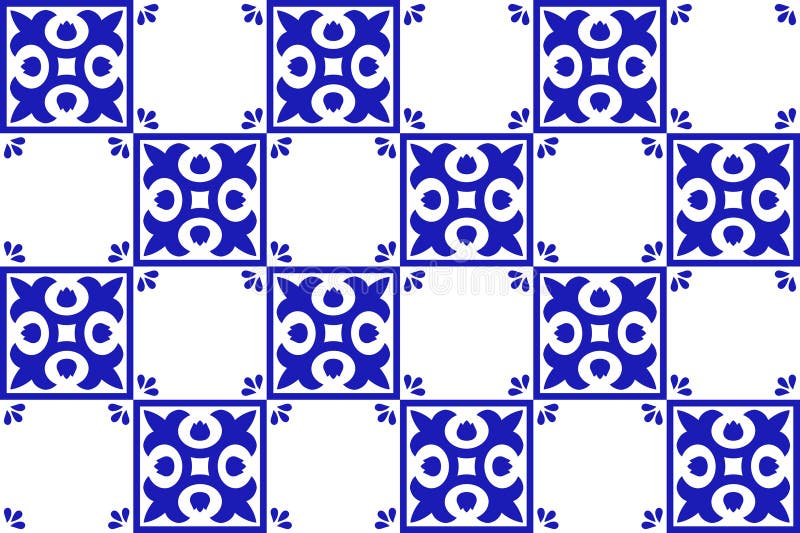 Mexican talavera ceramic tile with blue cross. royalty free illustration