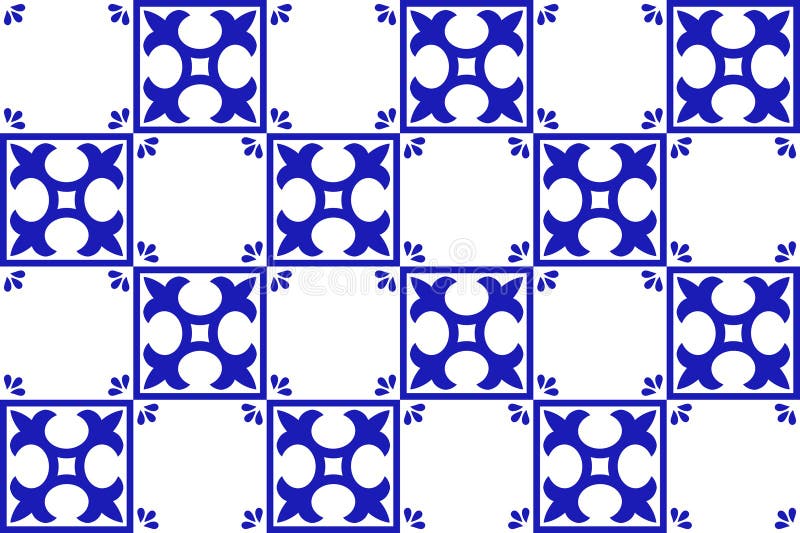 Mexican talavera ceramic tile with blue cross. vector illustration