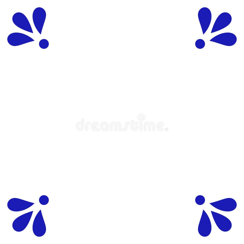 Mexican talavera ceramic tile with blue splash. vector illustration