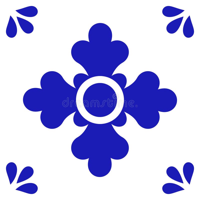 Mexican talavera ceramic tile with flower pattern. royalty free illustration