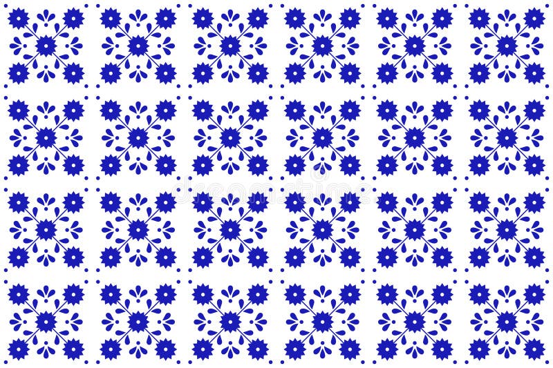 Mexican talavera ceramic tile seamless pattern with flower. royalty free illustration