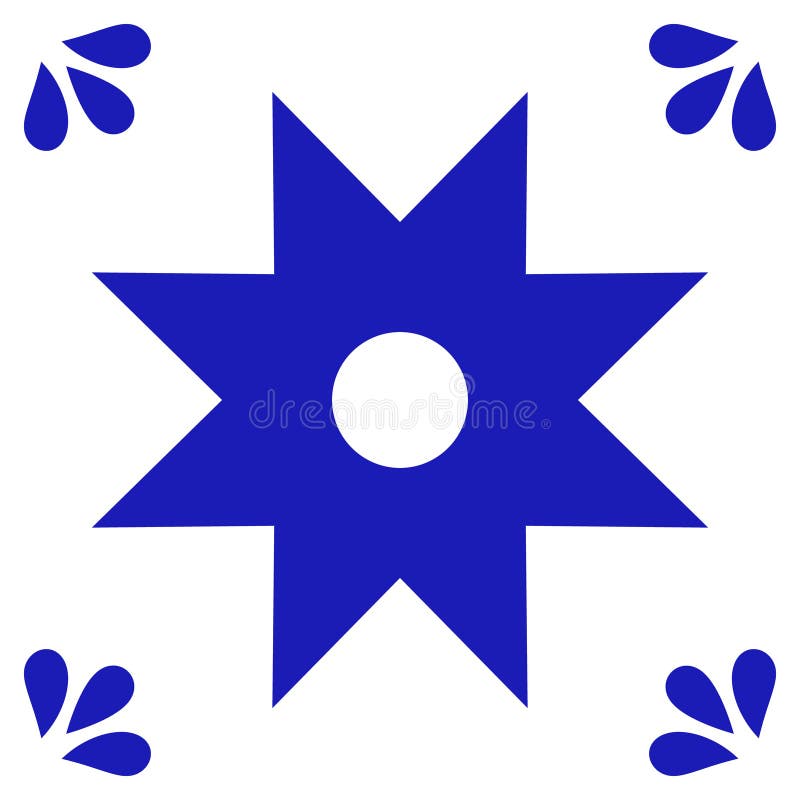 Mexican talavera ceramic tile with star pattern. royalty free illustration