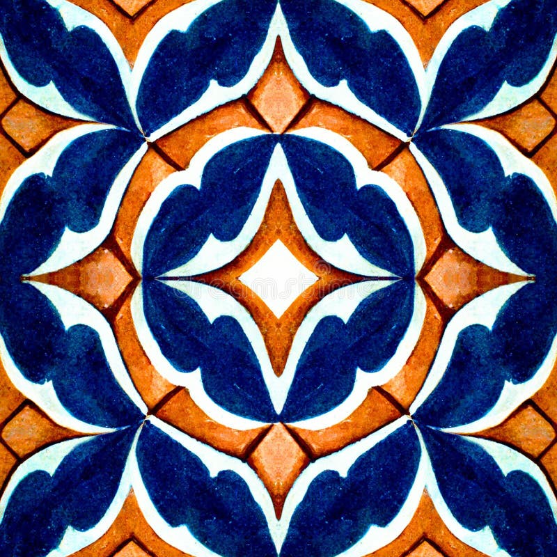 Mexican Talavera Tile Seamless Pattern Stock Illustration