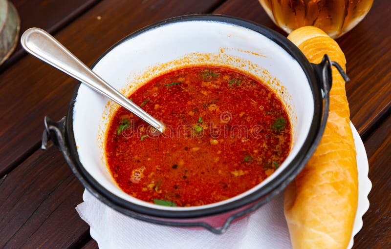 Mexican Tomato Soup with Bean Stock Photo - Image of beer, style: 295515136
