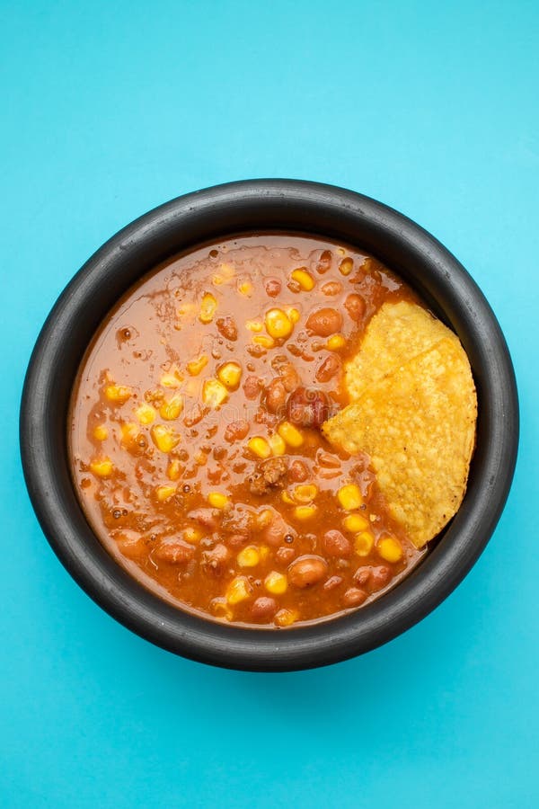 Mexican Typical Dish Chili Con Carne on Black Dish Stock Image Image