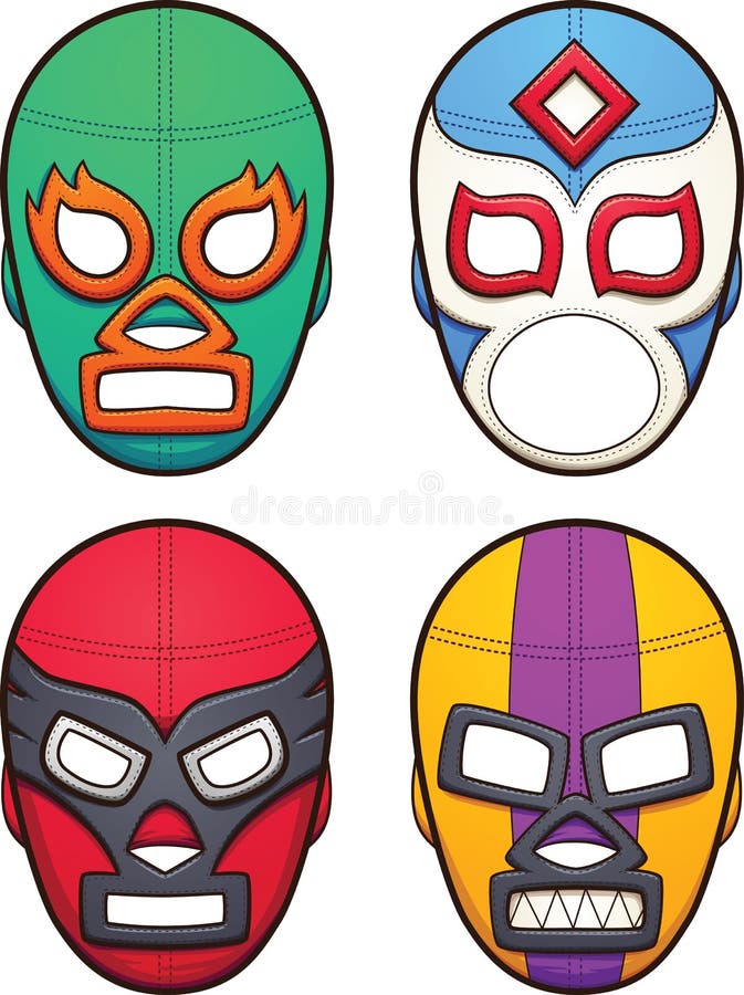 Mexican wrestling masks. Vector clip art illustration with simple gradients. All in a single layer. Mexican wrestling masks. Vector clip art illustration with simple gradients. All in a single layer.