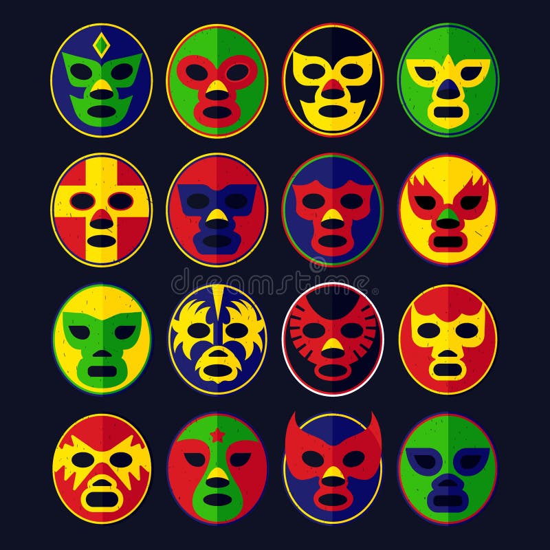 Mexican Lucha Libre Wrestling Masks. Vector Illustration. Mexican Lucha Libre Wrestling Masks. Vector Illustration.