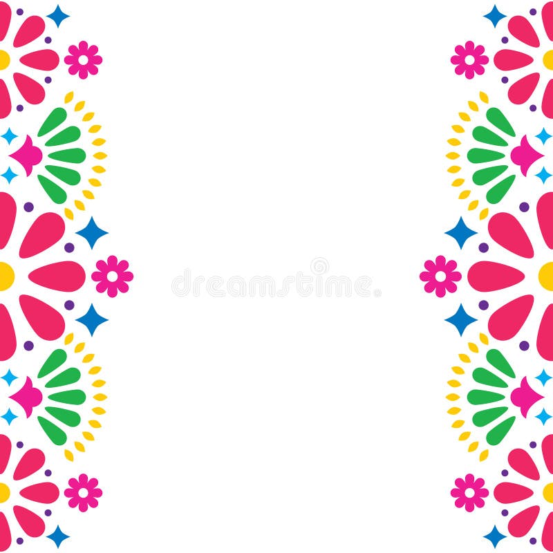 Mexicansk folk bröllop- eller partiinbjudan, hälsningkort, färgrik ramdesign med blommor royaltyfri illustrationer Mexicansk folk bröllop- eller partiinbjudan, hälsningkort, färgrik ramdesign med blommor royaltyfri illustrationer