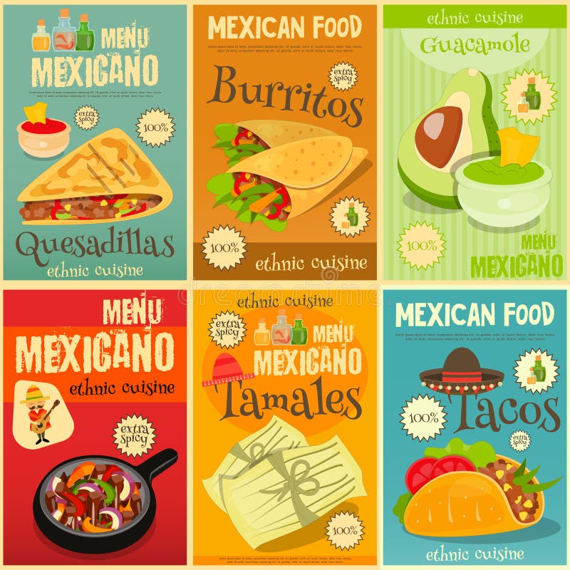 Mexicansk Mat Mini Posters Set Vektor Illustrationer Illustration Av what-are-the-three-most-popular-foods-in-mexico-printable-form
