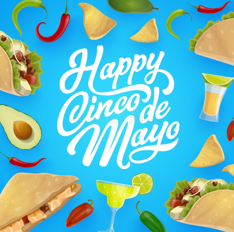 Mexicansk mat och drink Cinco de Mayo fiestaparti royaltyfri illustrationer Mexicansk mat och drink Cinco de Mayo fiestaparti royaltyfri illustrationer