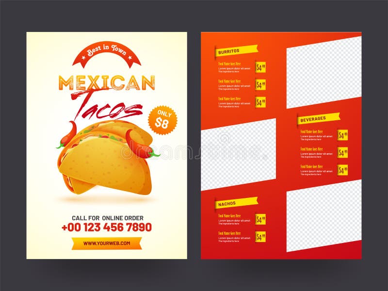 Mexicansk meny för restaurang och kafé vektor illustrationer Mexicansk meny för restaurang och kafé vektor illustrationer