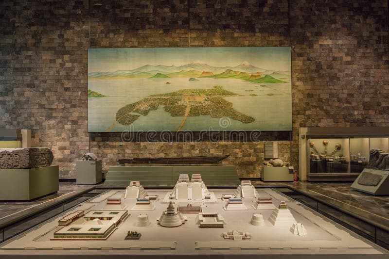 MEXICO CITY - AUGUST 1, 2016: Ancient City Model within the Interior of National Museum of Anthropology in Mexico City.